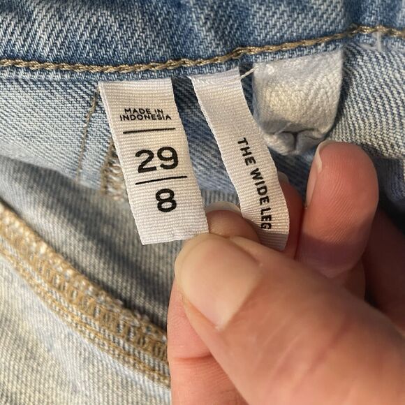 Loft High Rise Wide Leg Cropped Sailor Denim Jeans Sz 8 Made & Loved Light Wash - Picture 6 of 8